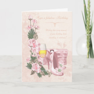 Bloemen Verjaardag Kaart met schoenen, portemonnee