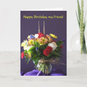Bloemen Verjaardag Kaart voor Vriend (Voorkant)
