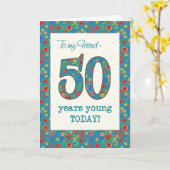 Bloemen Verjaardag Kaart voor Vriend, 50 Jaar Jong (Gele Bloem)