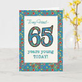 Bloemen Verjaardag Kaart voor Vriend 65 Jaar Jong (Gele Bloem)