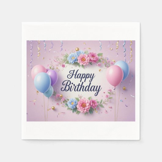 Bloemen verjaardag luxe elegante extravagant servet (Voorkant)