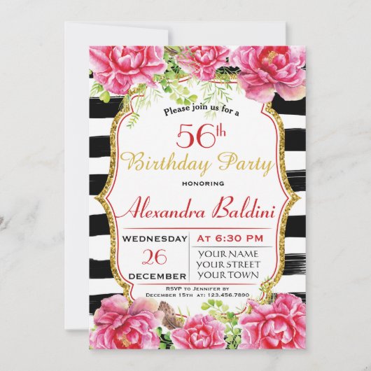 BLOEMEN VERJAARDAG UITNODIGING (Voorkant)