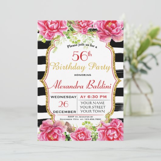 BLOEMEN VERJAARDAG UITNODIGING