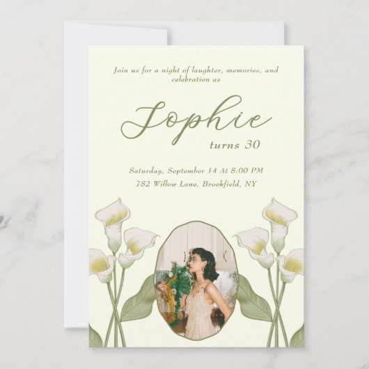  Bloemen Verjaardag Uitnodiging met Foto (Voorkant)