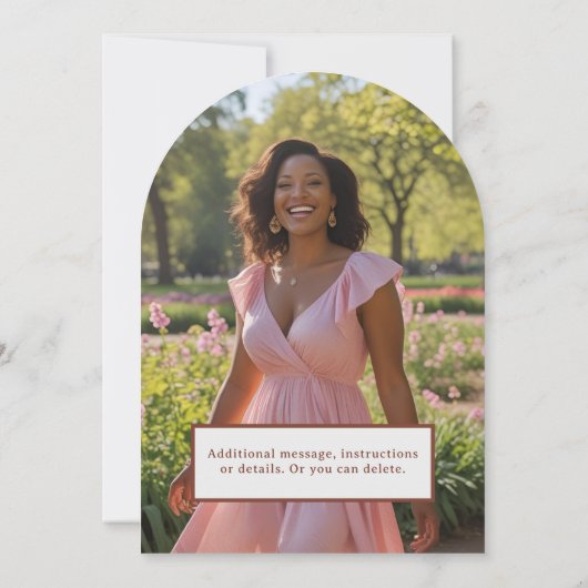 Bloemen Verjaardag Uitnodiging Roze Paarse Boog (Achterkant)