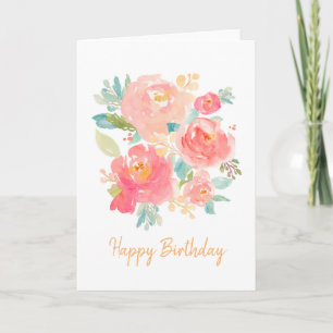 Bloemen Verjaardag Waterverf Kaart