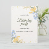 Bloemen verjaardagsfeestje uitnodiging (Staand voorkant)