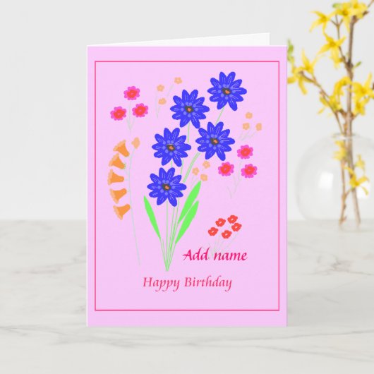 Bloemen Verjaardagskaart Kaart (Gele Bloem)