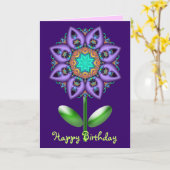 Bloemen verjaardagskaart met de bloem van de kaart (Gele Bloem)