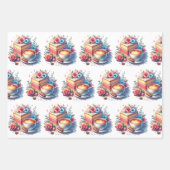 Bloemen Verjaardagstaart, Koffie en Bloemen Inpakpapier Vel (Voorkant)