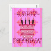 Bloemen verjaardagstaart voor haar / meisjes Art P Briefkaart (Voorkant / Achterkant)