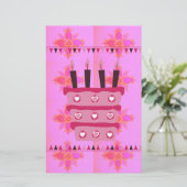 Bloemen verjaardagstaart voor haar / meisjes Art P Briefpapier (Staand voorkant)
