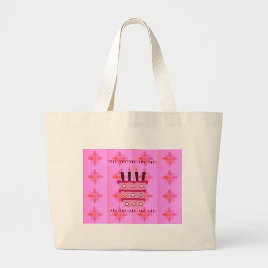 Bloemen verjaardagstaart voor haar / meisjes Art P Grote Tote Bag (Voorkant)