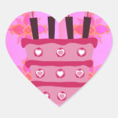 Bloemen verjaardagstaart voor haar / meisjes Art P Hart Sticker (Voorkant)
