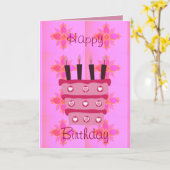 Bloemen verjaardagstaart voor haar / meisjes Art P Kaart (Gele Bloem)