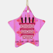 Bloemen verjaardagstaart voor haar / meisjes Art P Keramisch Ornament (Rechts)