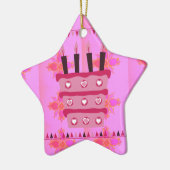 Bloemen verjaardagstaart voor haar / meisjes Art P Keramisch Ornament (Links)