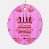 Bloemen verjaardagstaart voor haar / meisjes Art P Keramisch Ornament (Links)