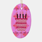 Bloemen verjaardagstaart voor haar / meisjes Art P Keramisch Ornament (Rechts)