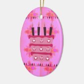 Bloemen verjaardagstaart voor haar / meisjes Art P Keramisch Ornament (Links)