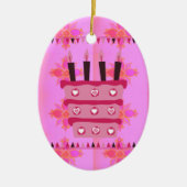 Bloemen verjaardagstaart voor haar / meisjes Art P Keramisch Ornament (Voorkant)