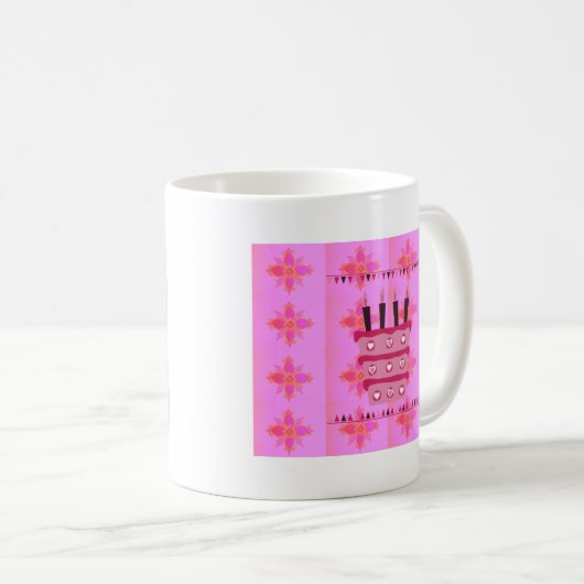 Bloemen verjaardagstaart voor haar / meisjes Art P Koffiemok (Voorkant rechts)