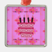 Bloemen verjaardagstaart voor haar / meisjes Art P Metalen Ornament (Voorkant)