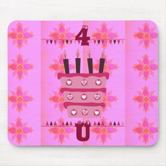 Bloemen verjaardagstaart voor haar / meisjes Art P Muismat (Voorkant)