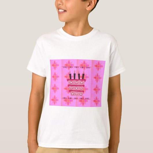 Bloemen verjaardagstaart voor haar / meisjes Art P T-shirt (Voorkant)