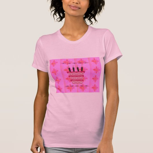 Bloemen verjaardagstaart voor haar / meisjes Art P T-shirt (Voorkant)