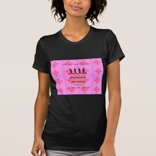 Bloemen verjaardagstaart voor haar / meisjes Art P T-shirt (Voorkant)