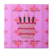 Bloemen verjaardagstaart voor haar / meisjes Art P Tegeltje (Voorkant)
