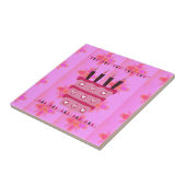 Bloemen verjaardagstaart voor haar / meisjes Art P Tegeltje (Zijkant)