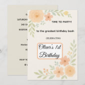 Bloemen Verjaardagsuitnodiging  Kaart (Voorkant / Achterkant)