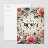 Bloemen Verjaardagsvakantie briefkaart (Voorkant / Achterkant)