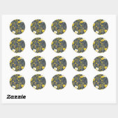 bloemen verouderd hout effect ronde sticker (Vel)