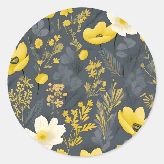 bloemen verouderd hout effect ronde sticker (Voorkant)
