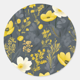 bloemen verouderd hout effect ronde sticker