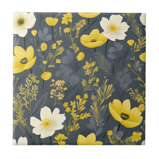  bloemen verouderd hout effect tegeltje (Voorkant)