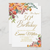 Bloemen Verrassing 50ste Verjaardagsfeest Kaart (Voorkant / Achterkant)