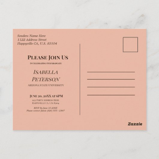 Bloemen Verrukking: Boho Chic Arch Lijst Afstudere Briefkaart (Achterkant)