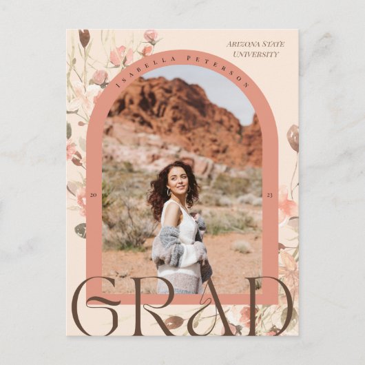 Bloemen Verrukking: Boho Chic Arch Lijst Afstudere Briefkaart (Voorkant)