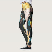 Bloemen Versierd Buffelschedel Naadloos Leggings (Links)