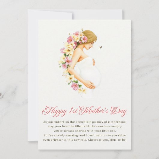 Bloemen verwachten moeder gelukkige 1e Moederdag Feestdagenkaart (Voorkant)