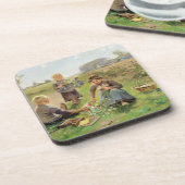 Bloemen verzamelen (olie op canvas) bier onderzetter (Linkerzijde)