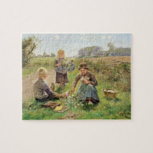Bloemen verzamelen (olie op canvas) legpuzzel