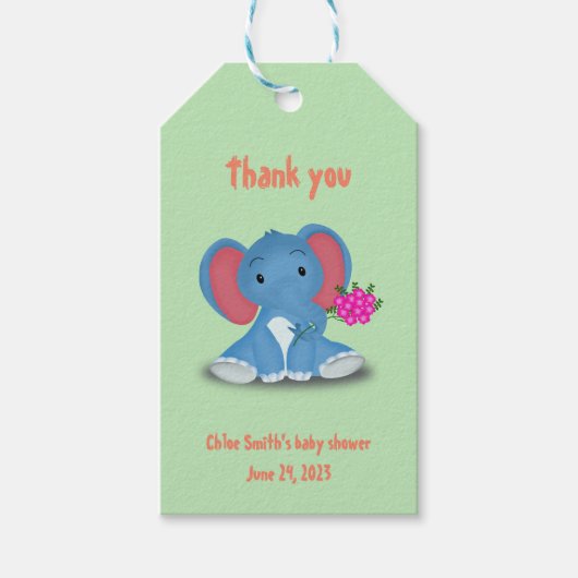 Bloemen verzenden door schattig olifant cadeau lab cadeaulabel (Voorkant)