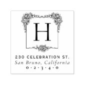 Bloemen Vet Vierkant Monogram Retouradres Zelfinktende Stempel (Design)