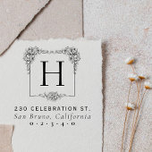  Bloemen Vet Vierkant Monogram Retouradres Zelfinktende Stempel