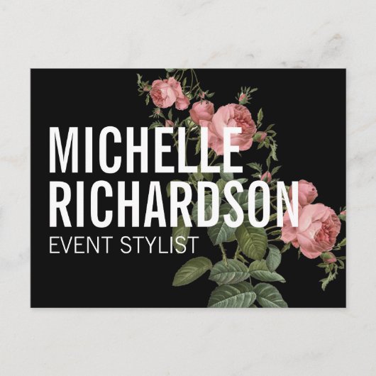  Bloemen Vette tekst op zwart Briefkaart (Voorkant)